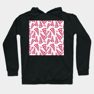 Pinky red leaves pattern on white Hoodie